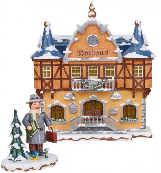 Hubrig Winterkinder SET Winterhaus Rathaus und Bürgermeister